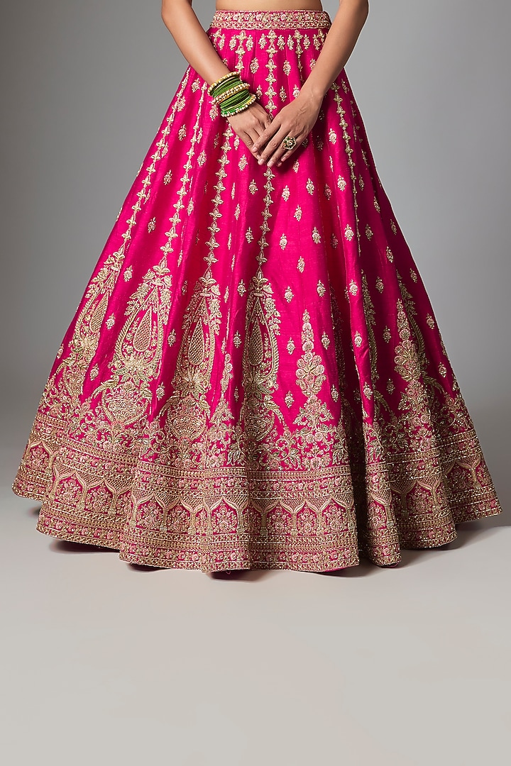 Rani Raw Silk Bridal Lehenga Set by Kalighata at Pernia's Pop Up Shop