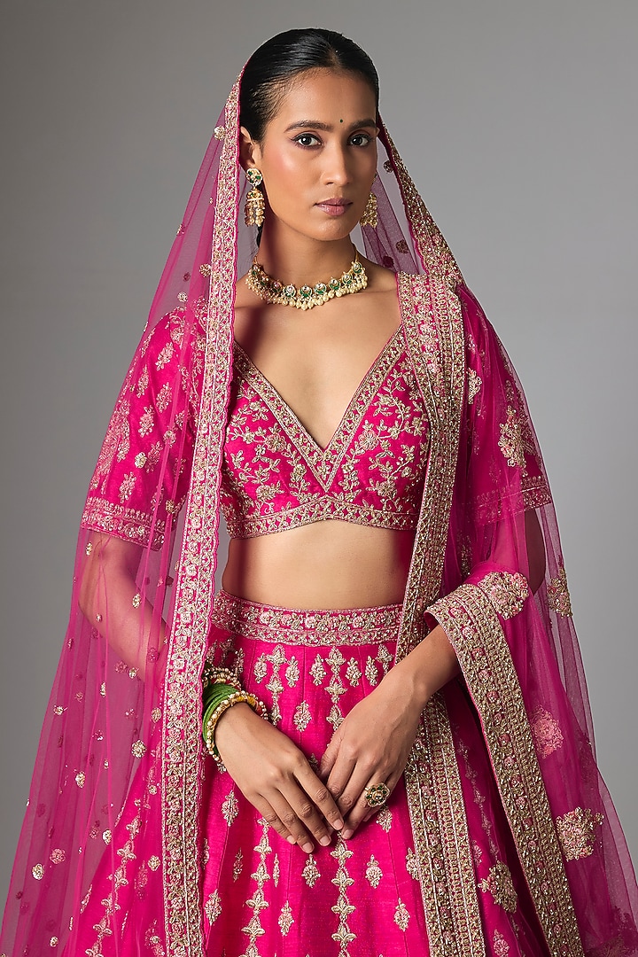 Rani Raw Silk Bridal Lehenga Set by Kalighata at Pernia's Pop Up Shop