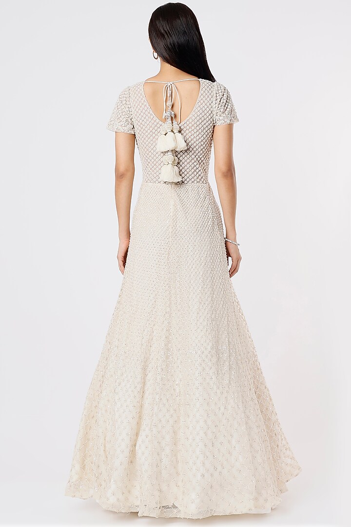 Ivory Sequins Embroidered Gown by Kalighata at Pernia's Pop Up Shop