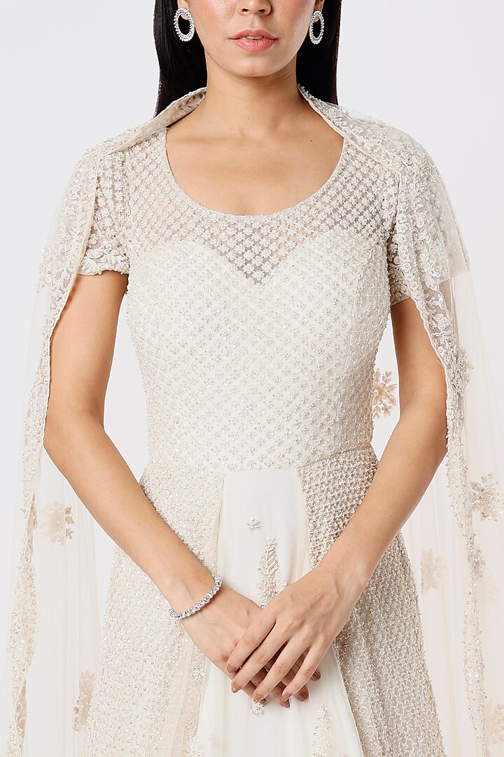 Ivory Sequins Embroidered Gown by Kalighata at Pernia's Pop Up Shop