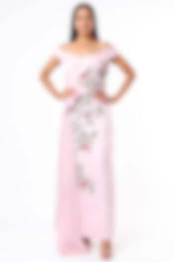 Pink Embroidered Draped Engagement Gown by Kalighata at Pernia's Pop Up Shop