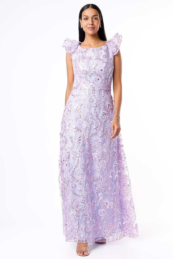 Lilac Ruffled Gown by Kalighata