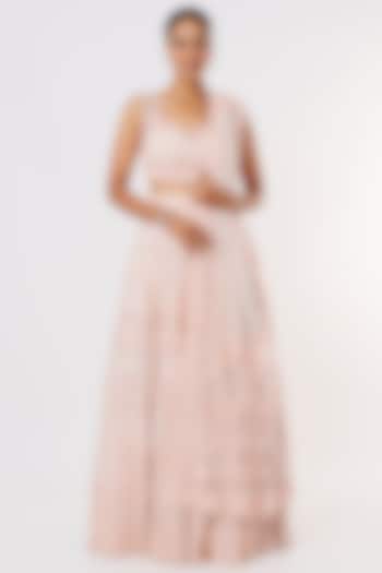 Peach Hand Embellished Wedding Lehenga set by Kalighata at Pernia's Pop Up Shop