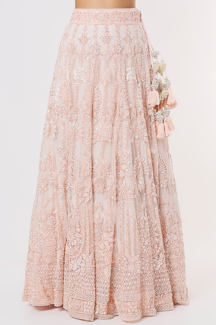 Peach Hand Embellished Wedding Lehenga set by Kalighata at Pernia's Pop Up Shop