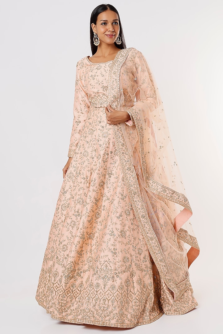 Peach Embellished Gown by Kalighata