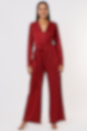 Red Sequins Jumpsuit by Kalighata
