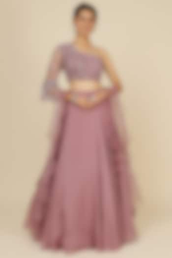 Lilac Tissue Organza Wedding Lehenga Set by Kalighata at Pernia's Pop Up Shop