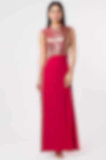 Red Asymmetrical Maxi Dress by Kalighata at Pernia's Pop Up Shop