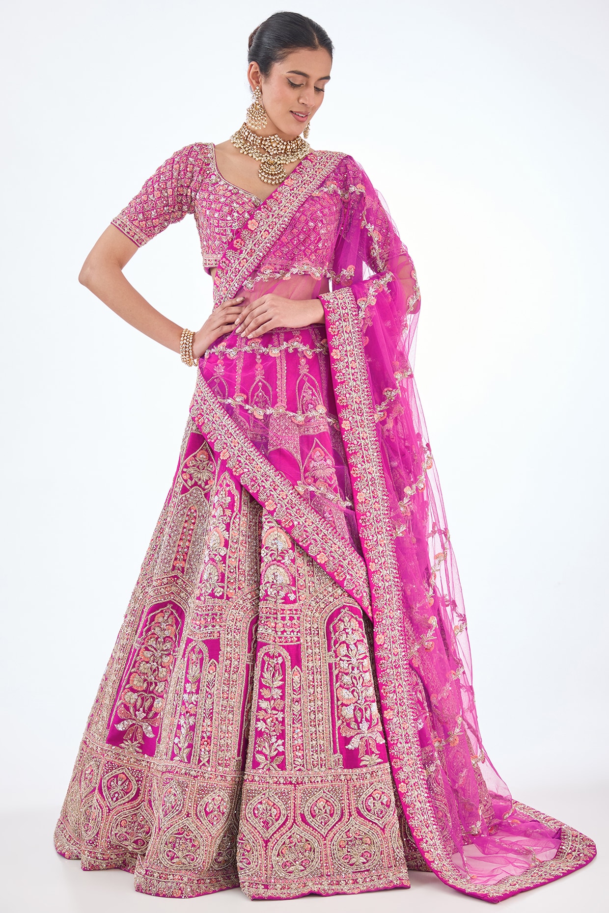 RE - Rani Coloured Sequence Embroidery Work Lehenga Choli