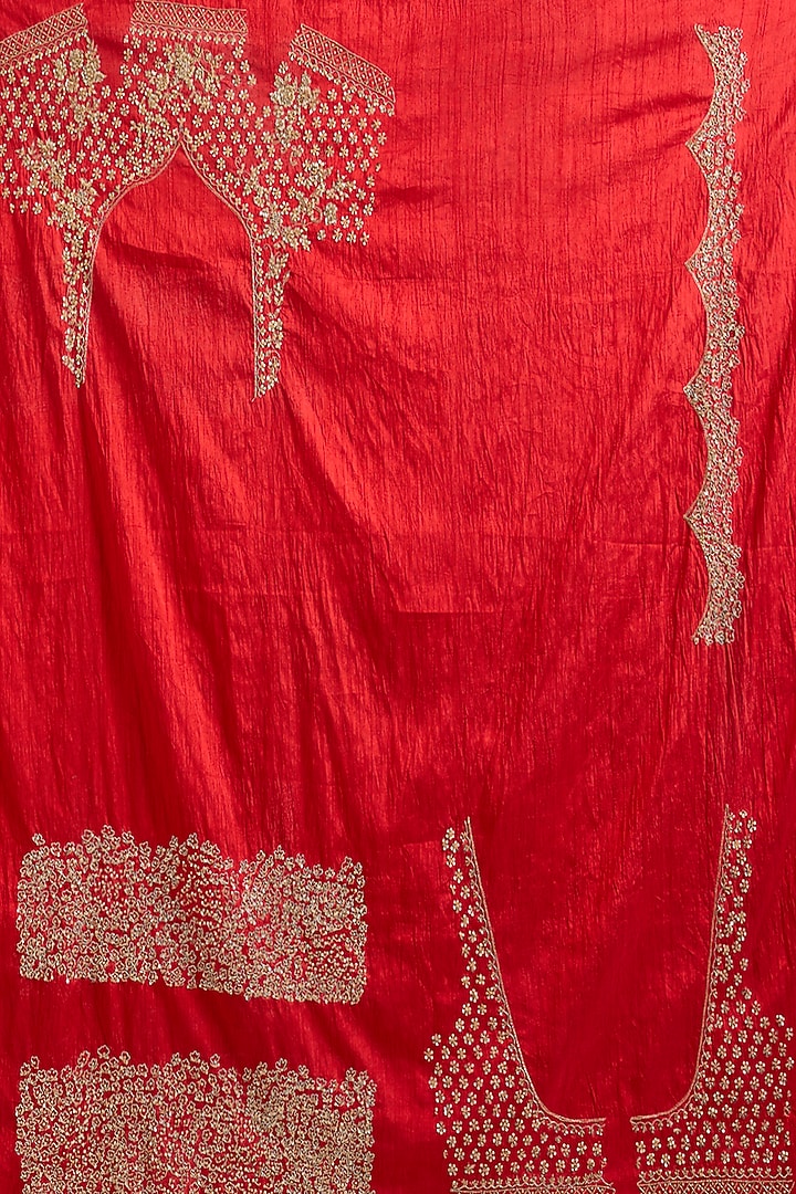 Red Bandhej Poth Reception Saree Set by Kalighata at Pernia's Pop Up Shop