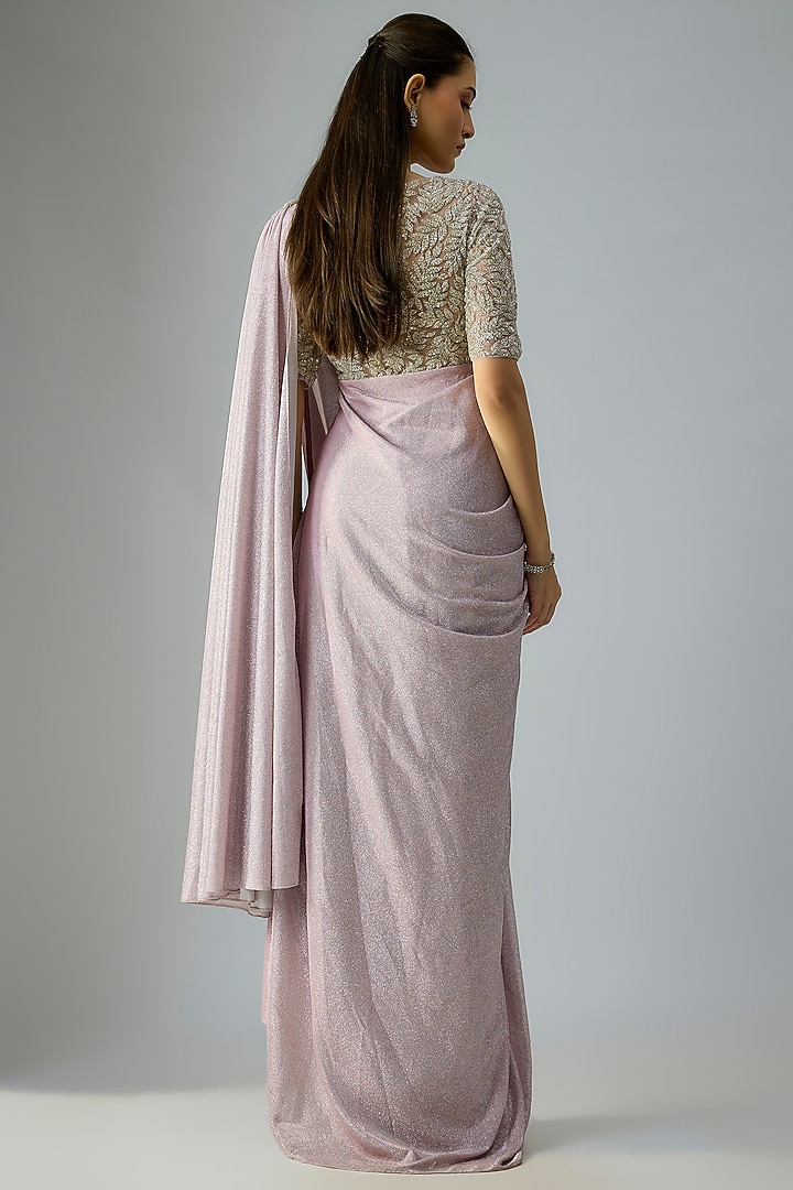 Lilac Glitter Fabric Shimmer Wedding Saree by Kalighata at Pernia's Pop Up Shop