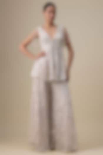 Grey Organza Bridal Sharara Set by Kalighata at Pernia's Pop Up Shop