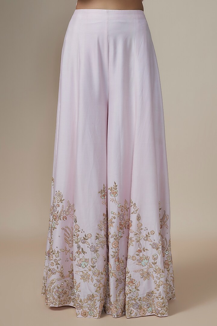 Pink Chanderi Silk Aari & Zardosi Embroidered Bridal Sharara Set by Kalighata at Pernia's Pop Up Shop
