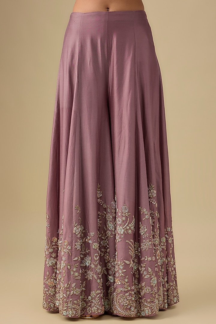 Pink Chanderi Silk Zardosi Embroidered Bridal Sharara Set by Kalighata at Pernia's Pop Up Shop