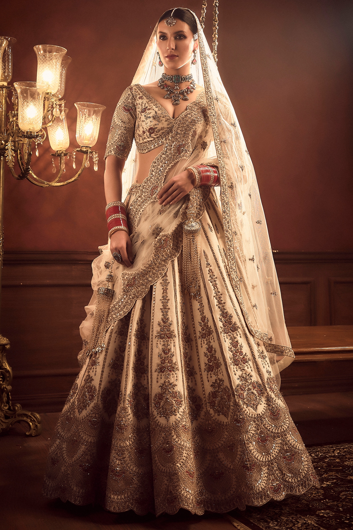 Shop White Gold Lehenga for Women Online from India's Luxury Designers 2024