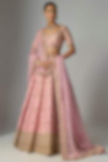 Mauve Raw Silk Bridal Lehenga Set by Kalighata at Pernia's Pop Up Shop