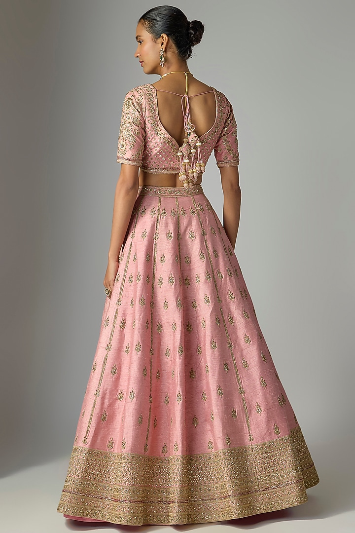 Mauve Raw Silk Bridal Lehenga Set by Kalighata at Pernia's Pop Up Shop