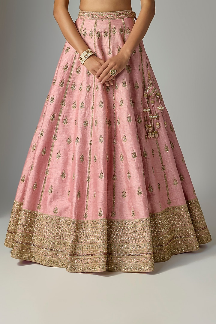 Mauve Raw Silk Bridal Lehenga Set by Kalighata at Pernia's Pop Up Shop