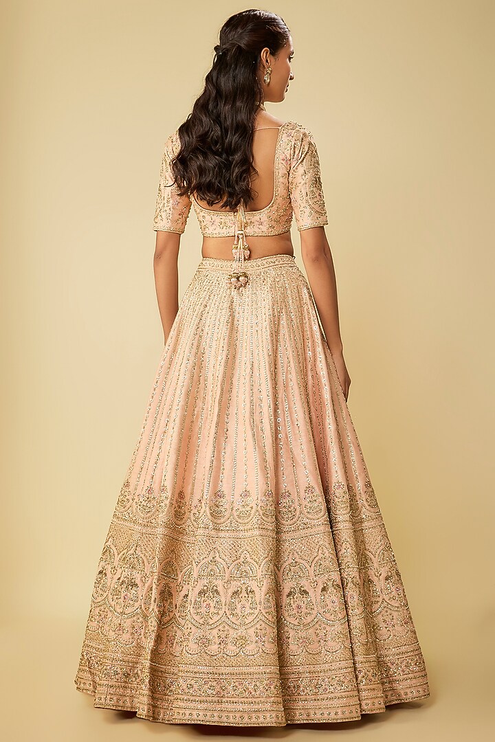 Pink Raw Silk Zardosi Embroidered Bridal Lehenga Set by Kalighata at Pernia's Pop Up Shop