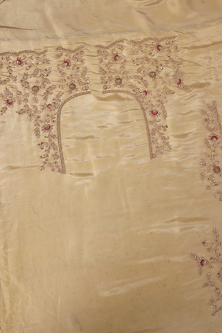 Aqua Tissue Hand & Machine Embroidered Reception Saree Set by Kalighata at Pernia's Pop Up Shop