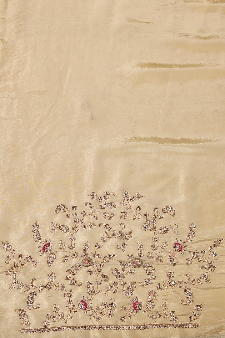 Aqua Tissue Hand & Machine Embroidered Reception Saree Set by Kalighata at Pernia's Pop Up Shop