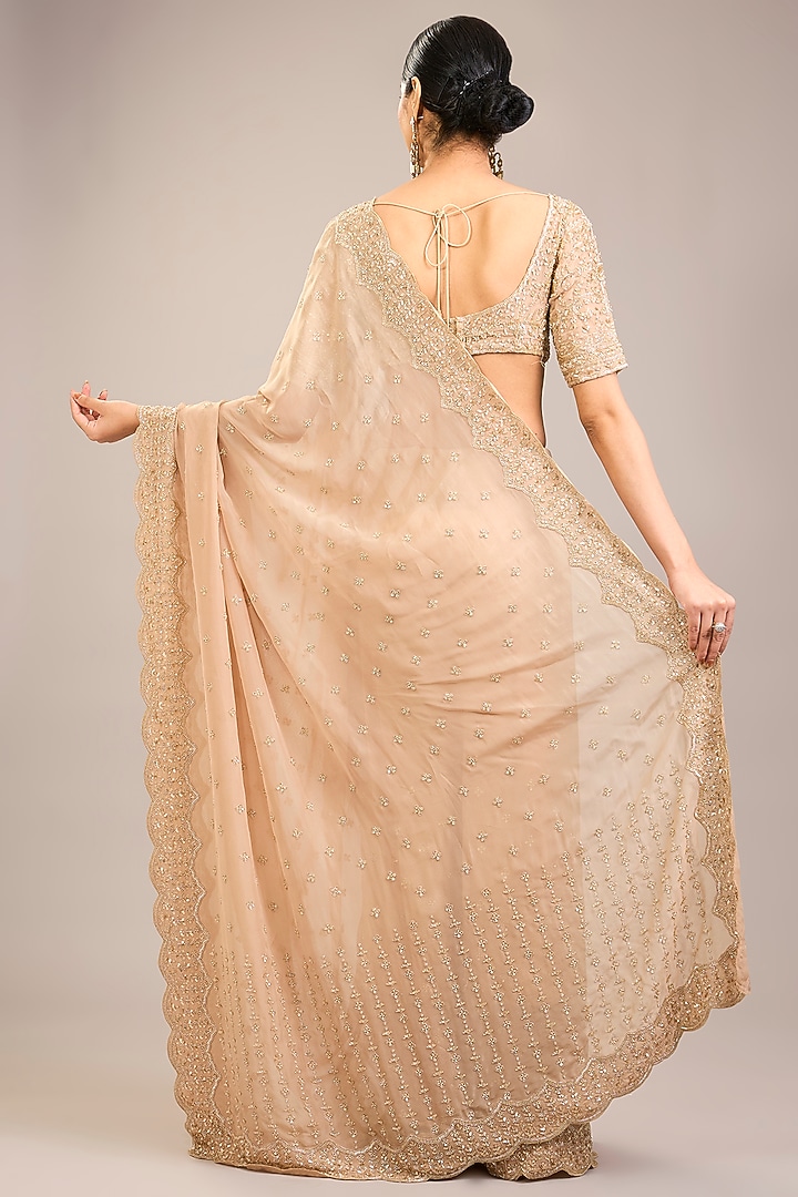 Gold Organza Wedding Saree Set by Kalighata at Pernia's Pop Up Shop