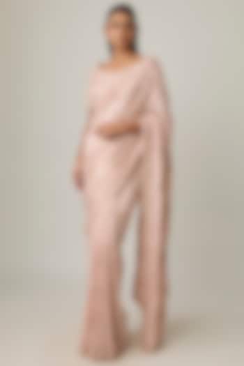 Pink Tissue Reception Saree Set by Kalighata at Pernia's Pop Up Shop