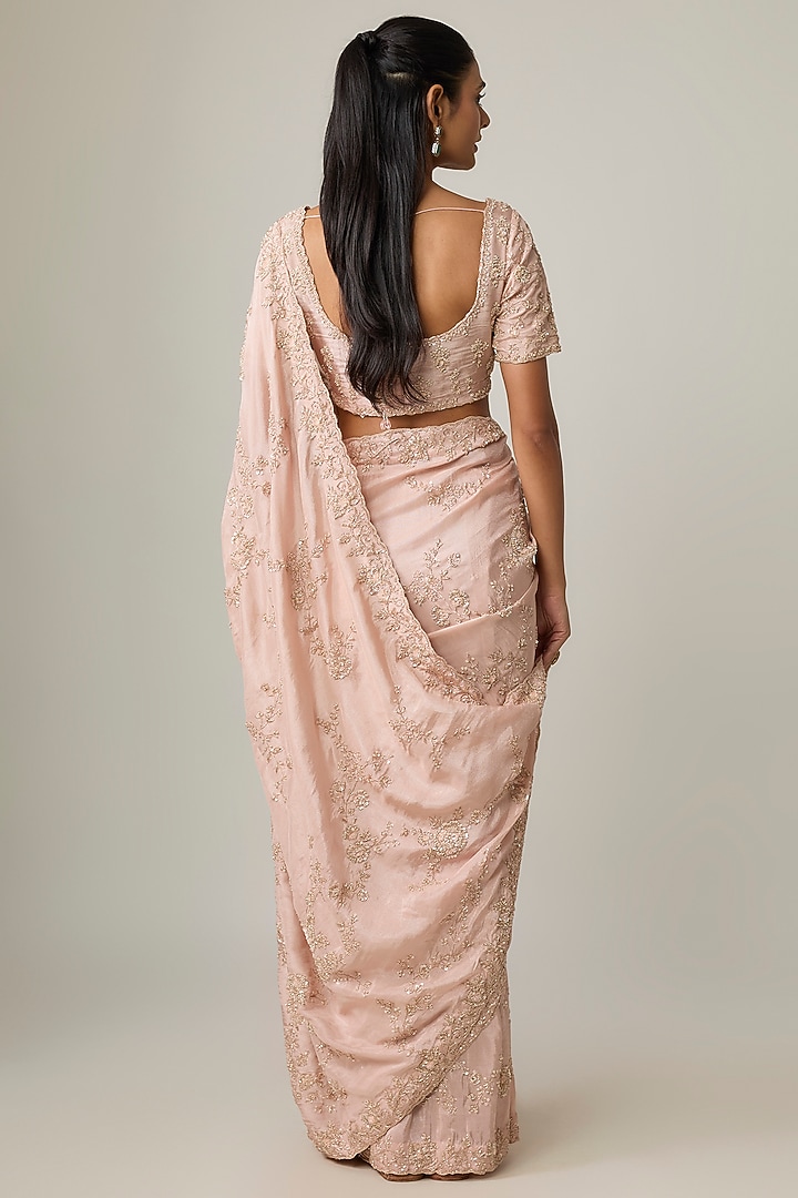 Pink Tissue Reception Saree Set by Kalighata at Pernia's Pop Up Shop