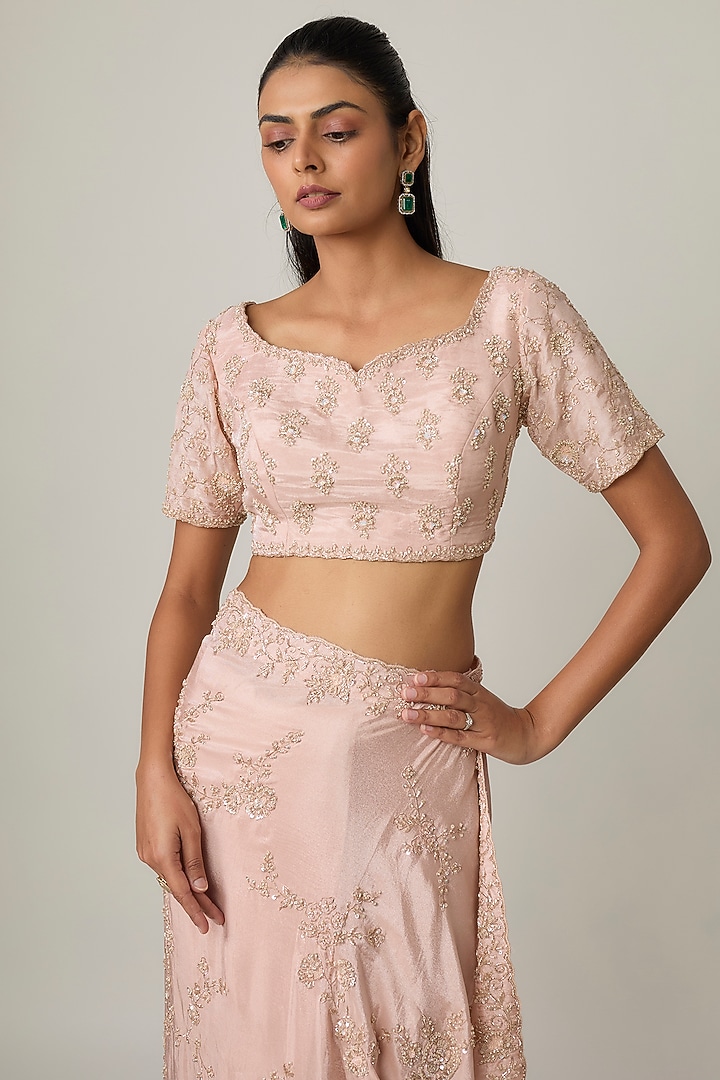 Pink Tissue Reception Saree Set by Kalighata at Pernia's Pop Up Shop