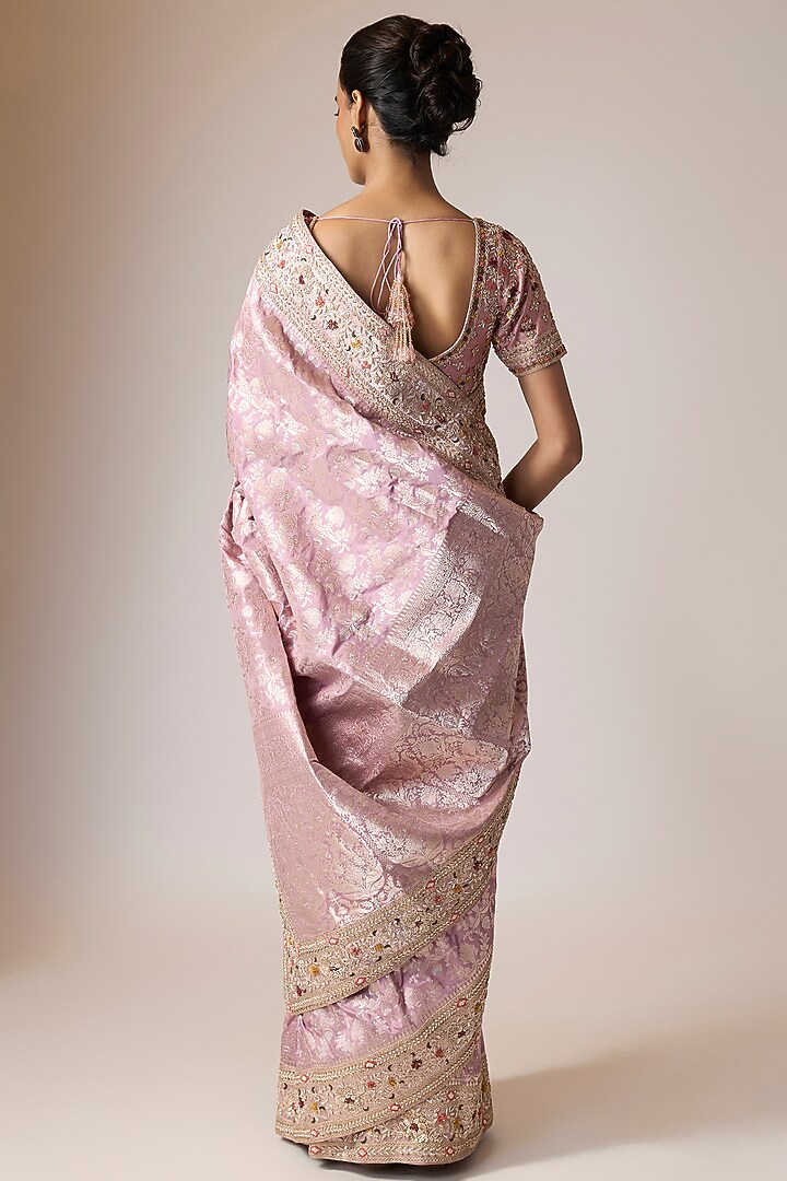 Mauve Banarasi Silk Bridal Saree Set by Kalighata at Pernia's Pop Up Shop