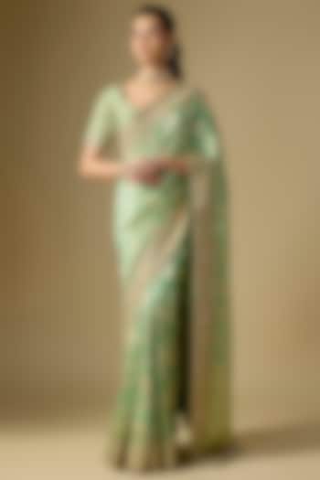 Green Banarasi Silk Bridal Saree Set by Kalighata at Pernia's Pop Up Shop