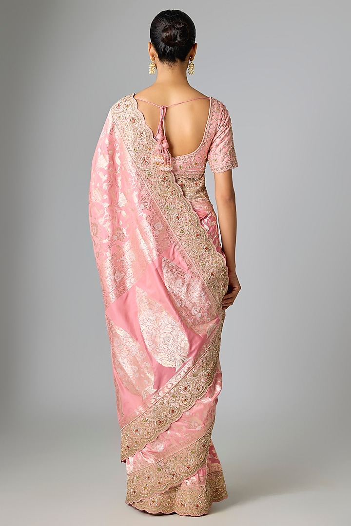 Pink Banarasi Bridal Saree Set by Kalighata at Pernia's Pop Up Shop