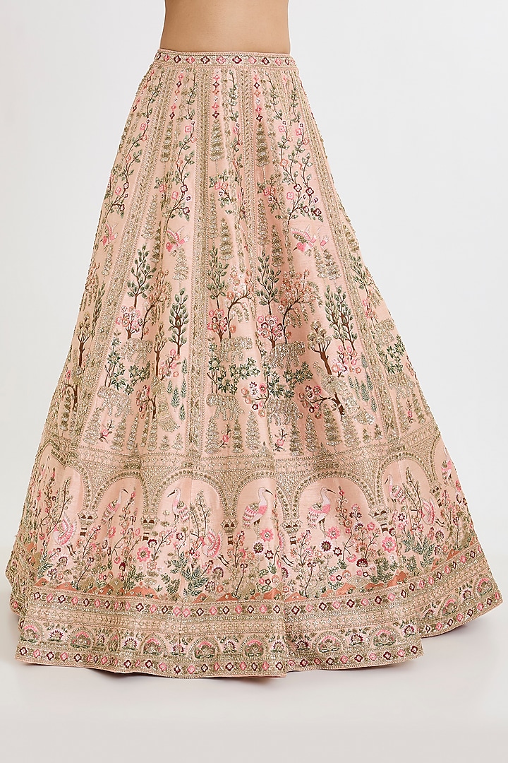Pink Raw Silk Cutdana Hand Embellished Bridal Lehenga Set by Kalighata at Pernia's Pop Up Shop