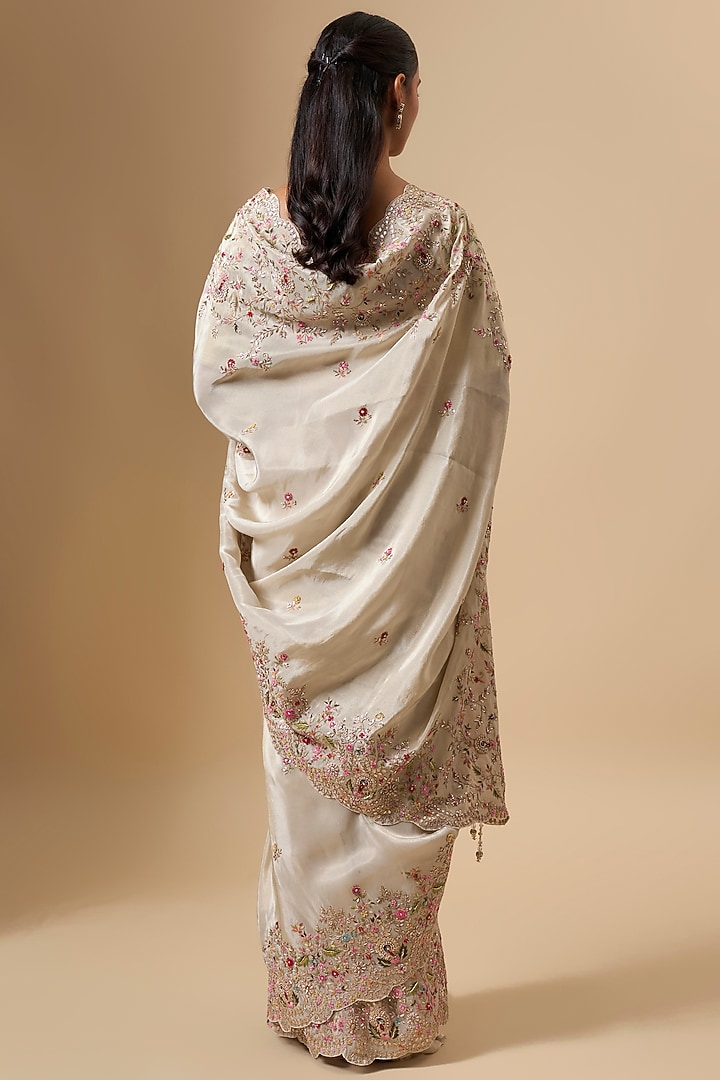 Ivory Tissue Reception Saree Set by Kalighata at Pernia's Pop Up Shop