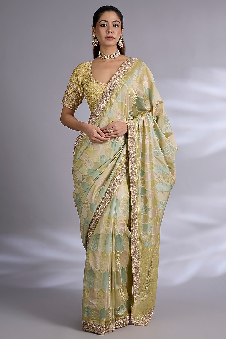 Olive Banarasi Wedding Saree Set by Kalighata at Pernia's Pop Up Shop
