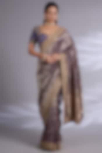 Navy Banarasi Bridal Saree Set by Kalighata at Pernia's Pop Up Shop