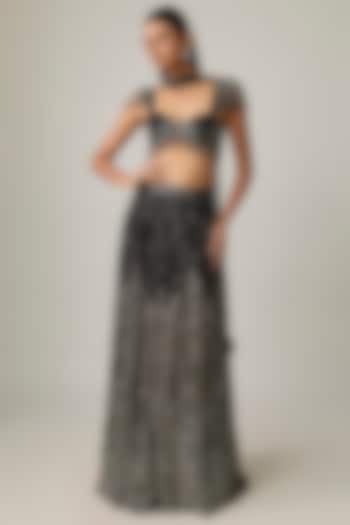 Black Net Bridal Lehenga Set by Kalighata at Pernia's Pop Up Shop