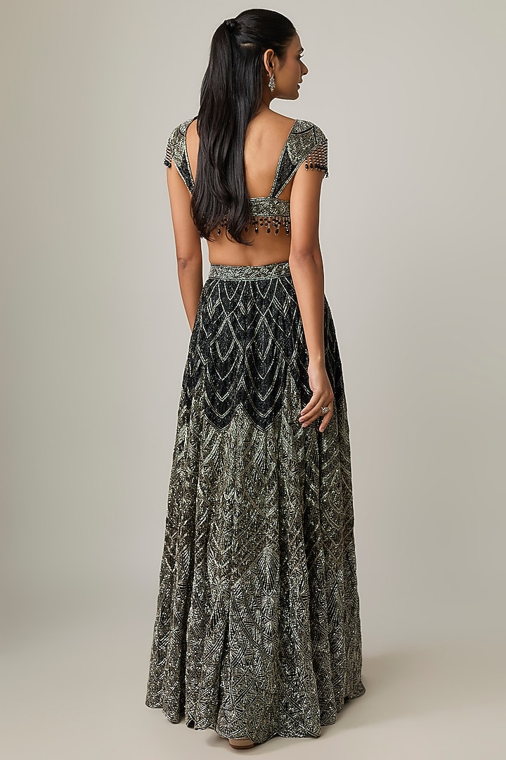 Black Net Bridal Lehenga Set by Kalighata at Pernia's Pop Up Shop