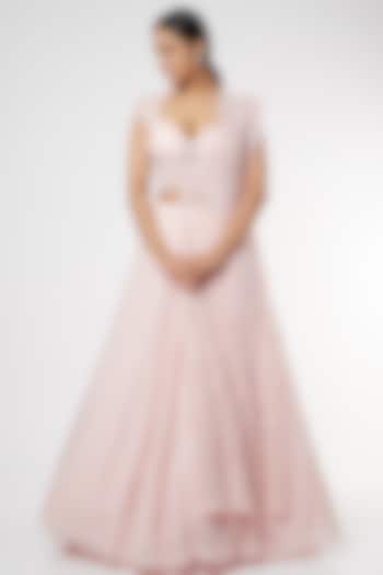Blush Pink Embroidered Wedding Lehenga set by Kalighata at Pernia's Pop Up Shop