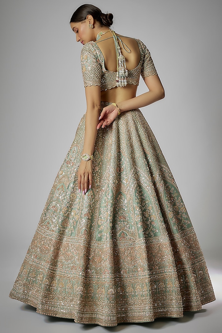 AQUA EMBROIDERED LEHENGA SET