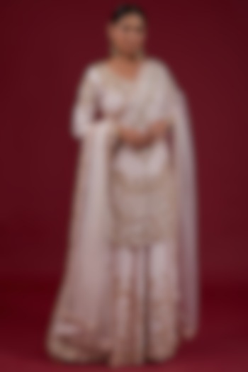 Blush Pink Chanderi Embellished Bridal Sharara Set by Kalighata at Pernia's Pop Up Shop