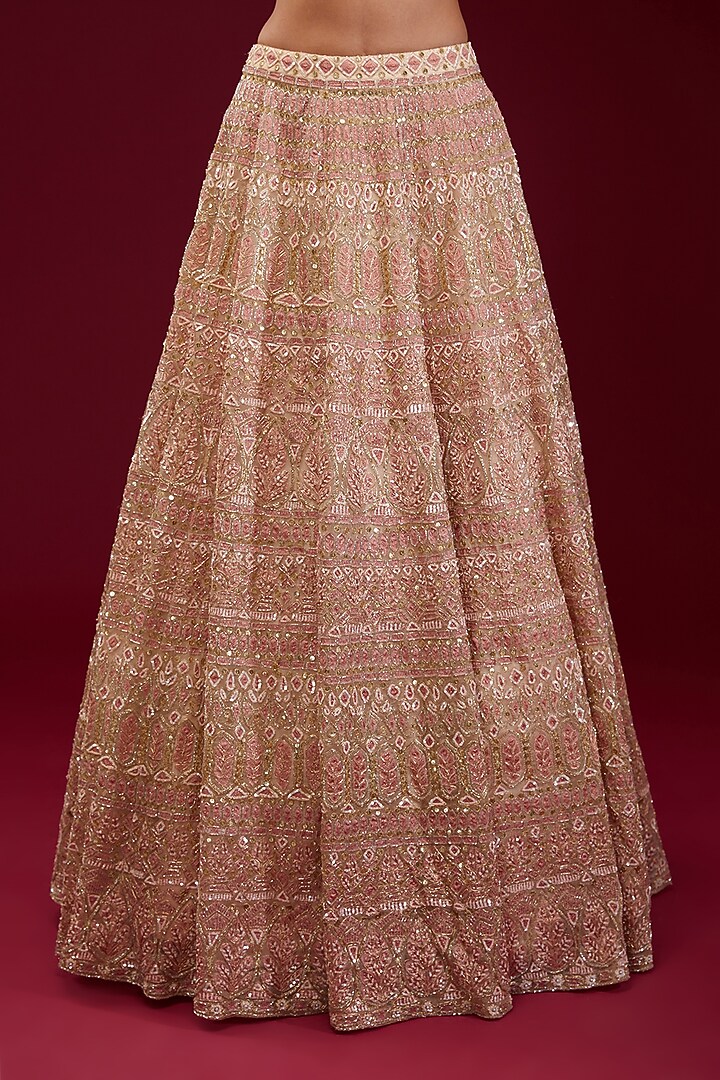 Pink Organza Sequins Embroidered Bridal Lehenga Set by Kalighata at Pernia's Pop Up Shop