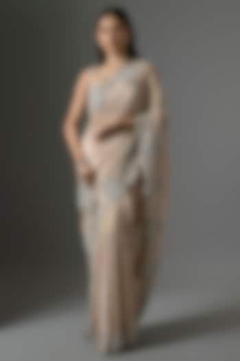 Golden Tissue Hand & Machine Embroidered Reception Saree by Kalighata at Pernia's Pop Up Shop