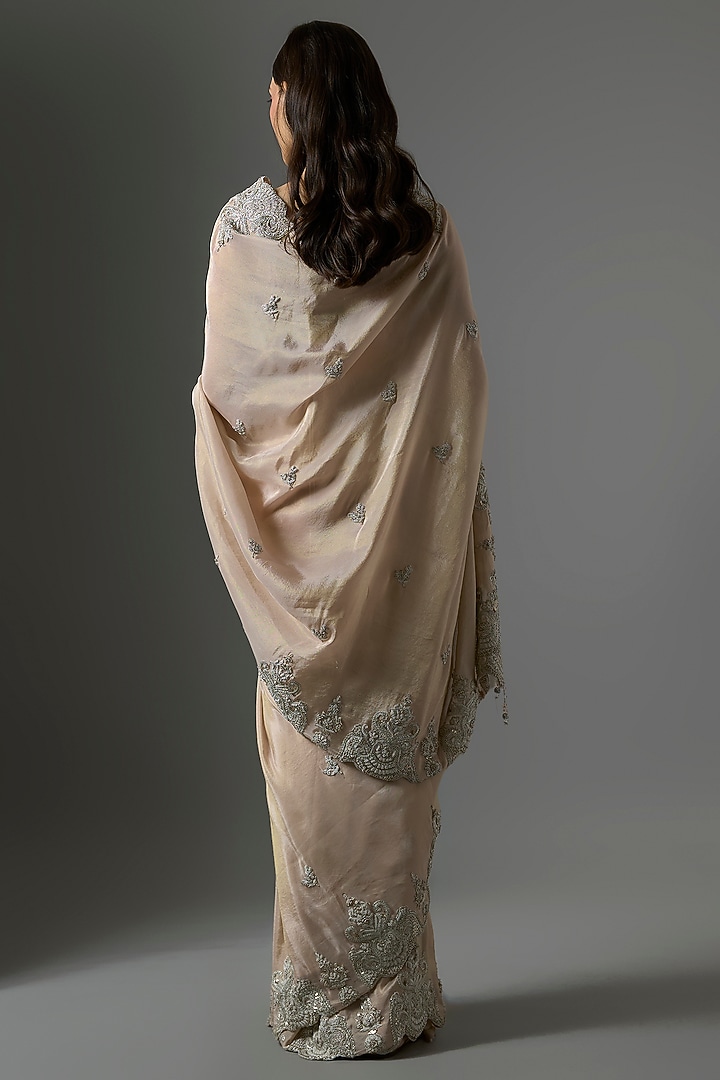 Golden Tissue Hand & Machine Embroidered Reception Saree by Kalighata at Pernia's Pop Up Shop