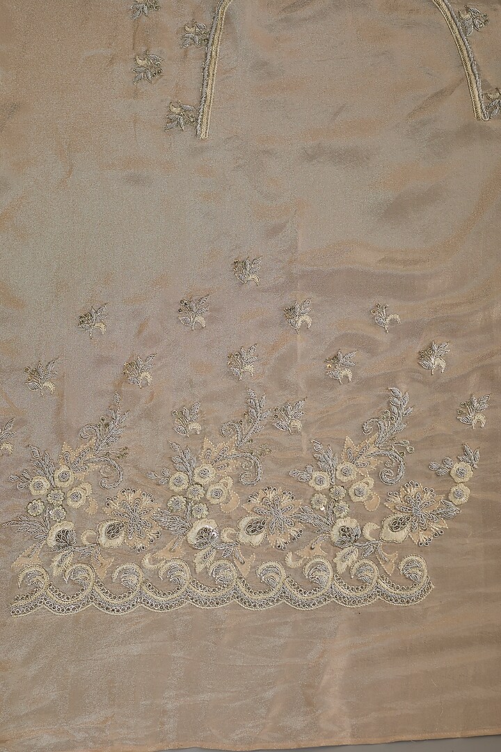 Gold Tissue Hand & Machine Embroidered Reception Saree Set by Kalighata at Pernia's Pop Up Shop