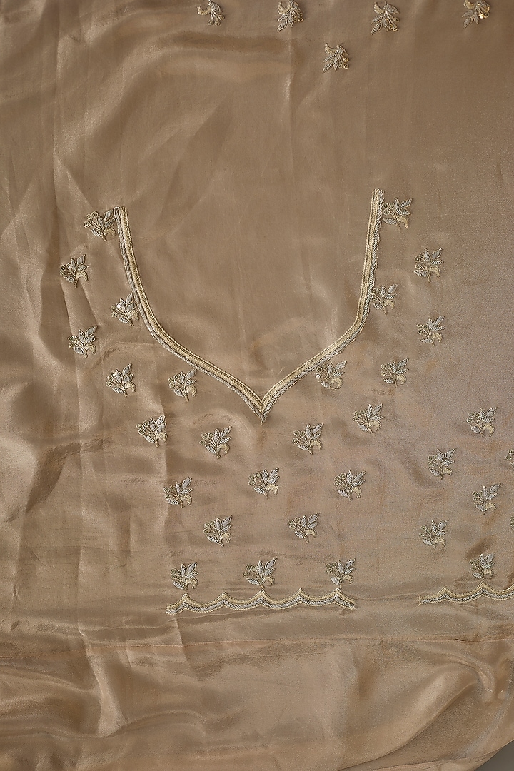 Gold Tissue Hand & Machine Embroidered Reception Saree Set by Kalighata at Pernia's Pop Up Shop