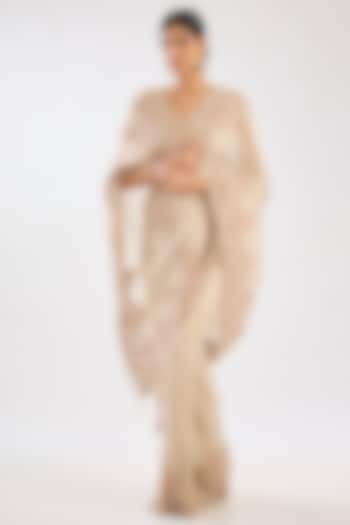 Golden Tissue Hand & Machine Embroidered Bridal Saree by Kalighata at Pernia's Pop Up Shop