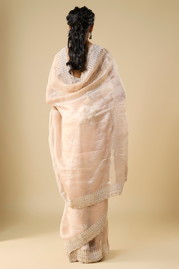 Golden Tissue Hand & Machine Embroidered Reception Saree by Kalighata at Pernia's Pop Up Shop