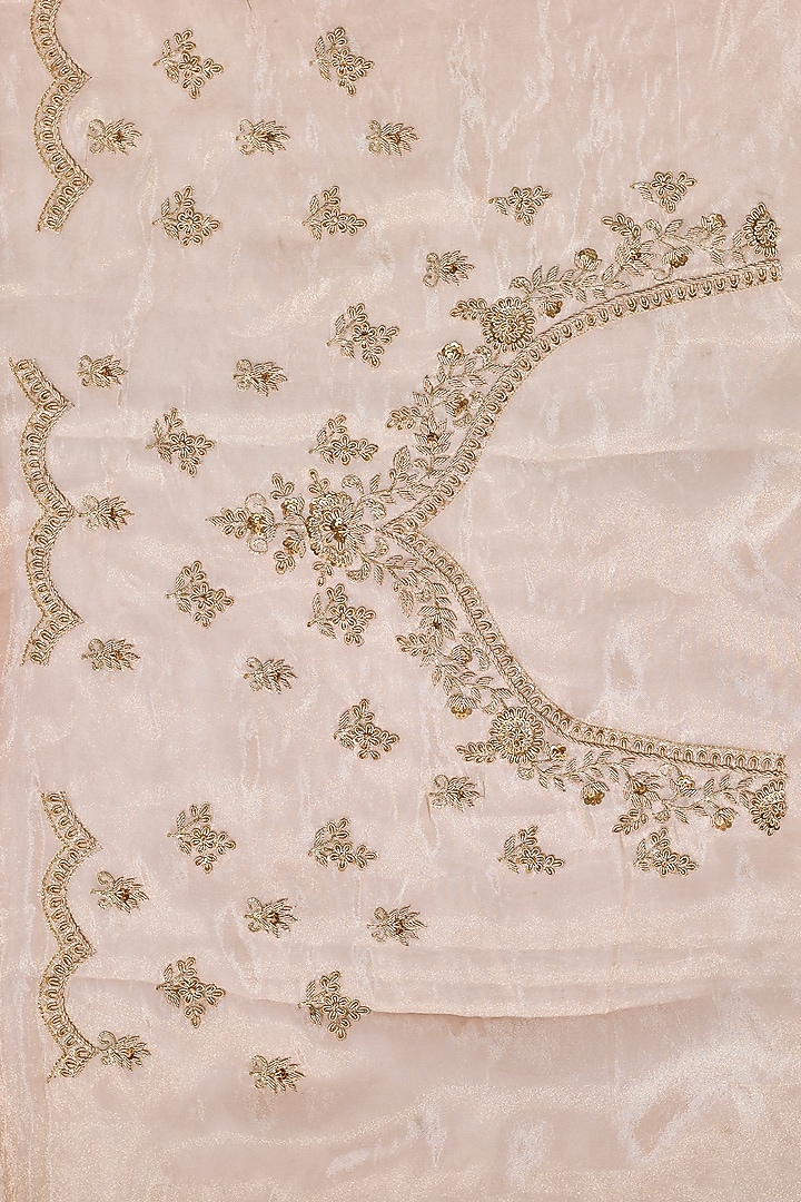 Gold Tissue Hand & Machine Embroidered Reception Saree Set by Kalighata at Pernia's Pop Up Shop