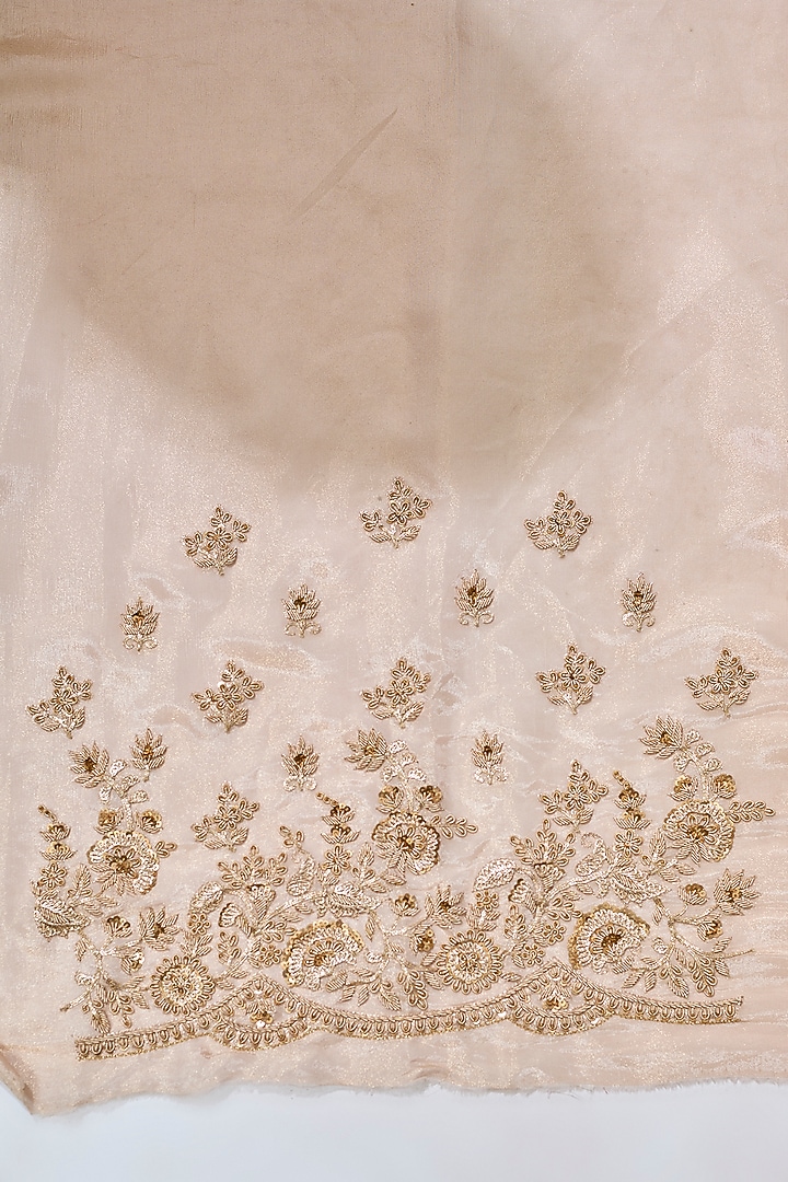 Gold Tissue Hand & Machine Embroidered Reception Saree Set by Kalighata at Pernia's Pop Up Shop